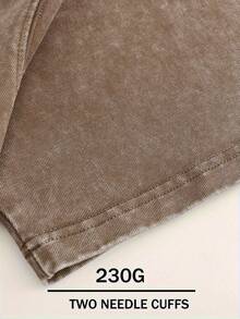 Roost Camo Shield Double-Sided Pattern Print, Fine 230g Washed Old Batik Thickened Pure Cotton T-Shirt, Women's Fashion Casual Premium Pure Cotton T-Shirt, Short Sleeve Round Neck T-Shirt - 咖啡色 - 查看 2