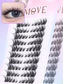 10排曼加纤细分段假睫毛 慵懒自嫁接浓密8-15mm斜飞眼尾假睫毛 轻盈透气单簇自嫁接3D立体浓密卷翘 派对必备DIY新手必备睫毛化妆品 - DD - 查看 3
