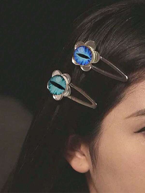 4cps Mirrored Metal Devil's Eyes, Personality Eyeballs, Street Party Hairpins