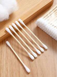 1000 支高品质双头清洁棉签，用于有效清洁耳鼻和化妆品棉签无双头对羟基苯甲酸酯棉签 - 无香精温和耳朵清洁和化妆棒，竹柄，独立包装，适合敏感肌肤浅米色，低过敏性，适用于耳朵和化妆品清洁，
