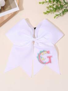 1pc 26Letters Back To School Customized Text Name Bow Hair Ring,Personalized Solid Color Embroidered 26 Letters Decoration Bow Hair Ring,Fashion Unique Hair Accessories For Girls Back To School Gifts, Daily Use - 彩色 - 查看 26