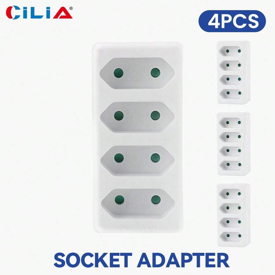 CILIA 2/4 Pcs 4-In-1 Wall Outlet Converter 2300W 250V,CE Certified,Type C Plug,Space-Saving Design For Home & Travel,White - EU F Type Plug(220-240V) - View 1