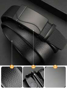 2pcs Men's Casual Business Automatic Buckle Belt - Black 2 Pieces - View 7