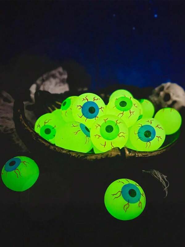 5/10pcs Glow In The Dark Bouncy Ball, Halloween Luminous Soft Bouncy Balls,Halloween Scary Eyeball Bouncy Ball, Ideal Birthday Party Favors, Games & Prizes, Halloween Gifts, Theme Party Decorations, Birthday Gifts