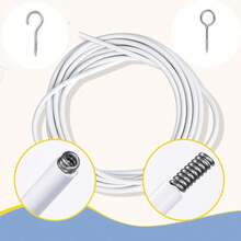 ASIWUJING Net Curtain Wire And Hooks Set, 10M Net Curtain Wire With 20pcs Eye Bolts And 20pcs Screw-In Hooks For Net Curtain Rod… - White - View 10