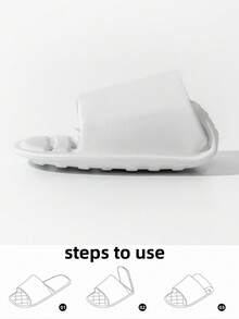 Women's Plastic Slippers, New Casual Holiday Travel Portable Foldable Drainage Holes Lightweight Soft Sole Comfortable Non-Slip Bathroom Indoor Slippers For Couples, Hollow Breathable Quick-Drying, Antistatic Antibacterial Odor-Resistant White EVA Ladies Slippers, Simple Hotel Bathroom Non-Slip Plastic Slippers, Suitable For Beach Sand Swimming Fashion Plus Size Comfortable Open Toe House Shoes - White - View 2