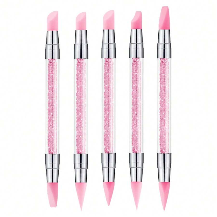 Double-Ended Silicone Nail Art Pen Press Wand Is A Multi-Functional Nail Art Tool For Applying Carved And Toning Glue - Pink - View 1