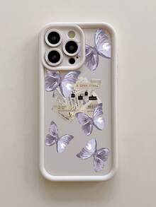 1 件厚薰衣草蝴蝶报纸印花穿孔设计相机保护防摔手机壳适用于 11 Pro Max/12 Pro Max/13 Pro Max/14 Pro Max/15 Pro Max/16 Plus/16 Pro Max、16E、Galaxy A55/A15/S24 Ultra、Redmi、OPPO/Realme、VIVO、Infinix、Honor、MOTO、OnePlus - 白色 - 查看 8