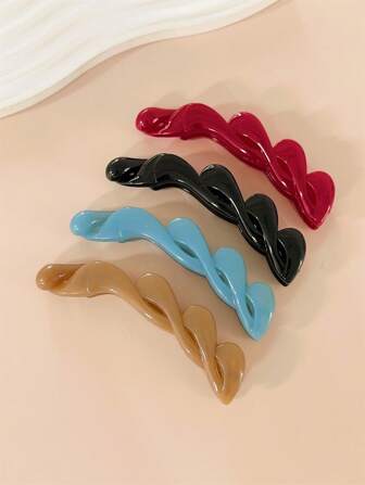 4 pièces Clips à cheveux élégants de mode pour femmes, couleur unie, clips banane, clips pince à queue de cheval, pinces à cheveux, convient pour la décoration de coiffure quotidienne, bohème élégant, pinces à cheveux, barrettes à cheveux