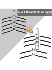 5pcs Heavy Duty Space-Saving Metal Hangers With Non-Slip Foam Pads - Multi-Layer Design For Coats, Sweaters, Suits, And T-Shirts - Perfect For Closet Organization, Hangers For Clothes