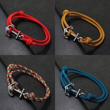 Unique Anchor Bracelet Men Handmade Sliding Adjustable Nautical 3mm Thin Marine String Bracelet Stainless Steel - Simple Style - View 13