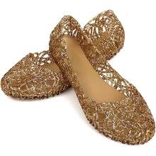 Womens Sandals Flat Jelly Shoes Slip On Hollow Out Loafers… - Vàng - Xem 10