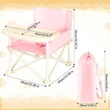 Ubravoo Foldable Portable Compact Baby High Chair With Back Mesh Pocket, Stylish And Easy Travel For Camping Picnics, 1.8KG/3.97lb - 灰色 - 查看 5