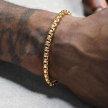 18K Gold Plated Stainless Steel Jewelry, Hiphop Style Twisted Chain Bracelet, Men's Fashion Accessory, Everyday Wear, Gift For Girlfriend - Chain Bracelet - View 6