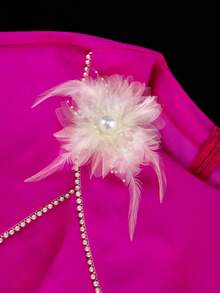 Round Neck Beaded Chain Decorated Dress Wedding Guest Summer