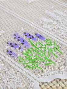 1pc Countryside Floral Lavender Sheer Curtain Panel - Semi-Transparent Polyester Voile, Suitable For Kitchen, Dining Room And Living Room Decor - Multicolor - View 6