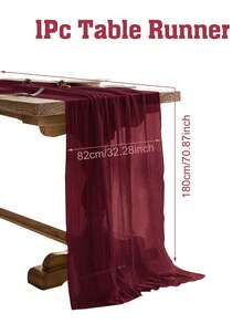 1pc Burgundy Solid Color Table Runner, Party Table Centerpiece Decor Tablecloth, Kitchen Decor Table Cover, DIY Ruffle Table Runner, Birthday Table Runner, Wedding Decor, Wedding Tablecloth, Party Home Decor - Burgundy - View 5