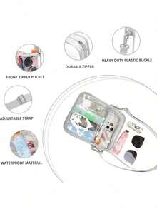 Stadium Event Clear Bag Women's Clear Bag Purse Crossbody Bag Stadium Approved With Front Pocket For Concerts - 灰色 - 查看 4