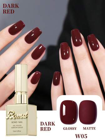 BOMD 1 件 15ml 深红色指甲油 新款流行超亮朱砂红日本瓶装护甲油凝胶高饱和度持久光泽不伤指甲家庭沙龙美甲必备女士圣诞节节日礼物