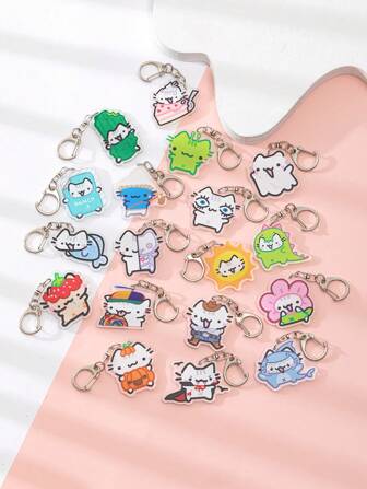 1 件亚克力卡通可爱罗勒线小猫主题钥匙扣吊坠背包装饰/包包配件/书包配件/钱包吊坠/朋友礼物汽车配件包饰哥特 Y2k