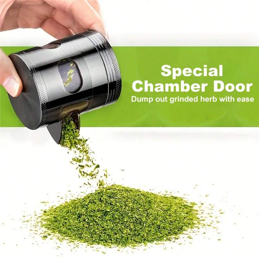 4-Layer Zinc Alloy Herb Grinder – 60mm Compact Design With Skylight & Bolt Pattern, Ultra-Smooth Grinding For Home, Travel, Or Parties | Christmas Gift-Ready Packaging - 黑色 - 查看 1