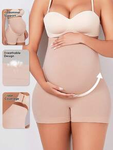 Suprenx Quần short bầu cạp cao co giãn, nâng đỡ bụng, có phần bụng mở rộng, đồ tập yoga, đồ thể thao, phiên bản Giáng sinh - Hồng - Xem 4