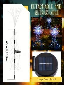 户外防水太阳能鞭炮灯，太阳能烟花灯，垂柳灯，LED蒲公英星光仙女灯，花园氛围装饰，适用于庭院、小径、露台、花坛、露营、派对装饰 - 太陽能煙火燈 - 查看 4