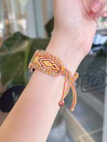 1 条适用于 38 毫米 40 毫米 42 毫米 44 毫米 41 毫米 45 毫米 46 毫米 49 毫米 Ultra Watch Series 10 9 8 7 6 5 4 3 2 的 Galaxy White Bohemian 手链腕带，适用于女式 表带