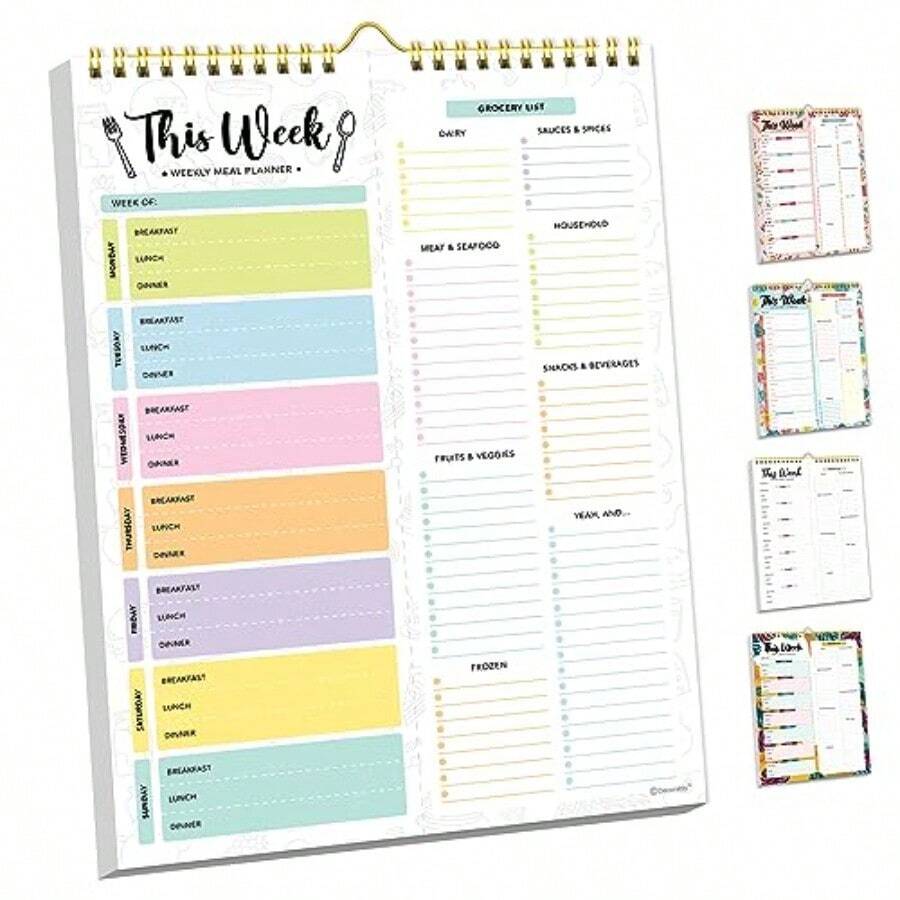 Fast Delivery Pastel Undated Weekly Meal Planner And Grocery List With Strong Magnets 8.5x11in SpringBound Magnetic Meal Planning Pad Menu Planner And Grocery List