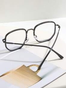 1 件优雅黑色方形无度数眼镜，女士简约眼镜 - A - 查看 3