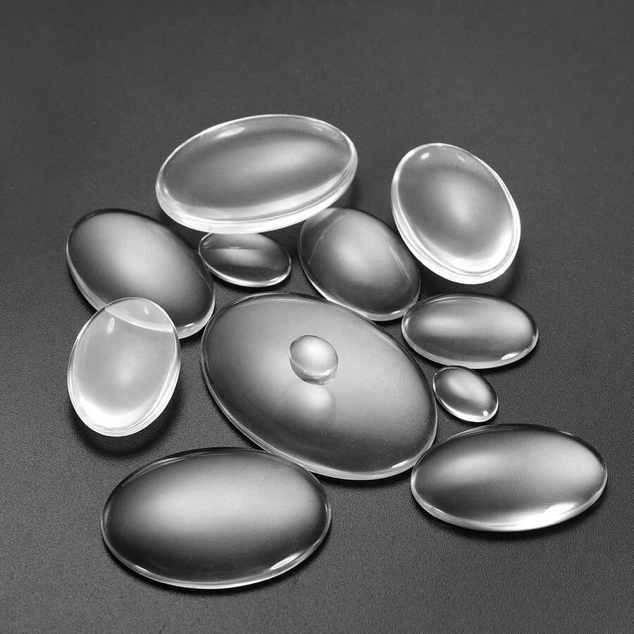 5-50pcs/Lot Multiple Sizes Oval Clear Glass Cabochon Flat Back Transparent Glass Cabochon For DIY Jewelry Making Supplies - Glass - View 1