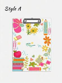 1pc Customized Text Teacher Clamp, Personalized Customize Name Acrylic File Board, Customized Style Flower Teacher Clipboard, Hand Painted Stationery Flower Pattern, Personalized Teacher Appreciation Gift, Year End Gift, Teacher Supplies,For School Supplies,Back To School