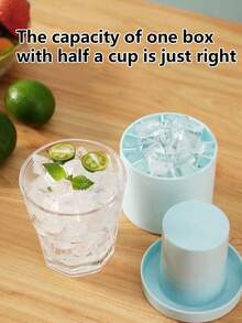 1 件迷你硅胶冰块模具，圆柱形 3D 制冰机，简易桶形设计制冰机托盘带盖，适用于厨房海鲜生鱼片，返校用品