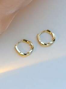 2 件简约扭曲纯色环形耳环，时尚百搭的女士耳环