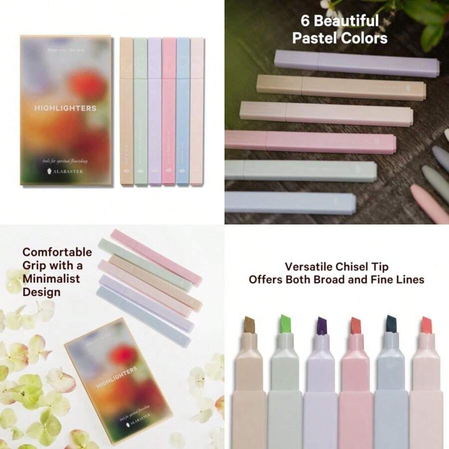 No Bleed Highlighter 6 Pcs Chisel Tip Muted Pastel Color Pastel Highlighter Set Aesthetic Bible Study Supplies Bible Highlighter