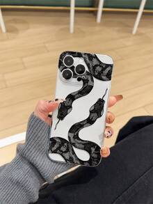 1 件厚防摔彩绘透明黑蛇皮设计手机壳适用于 16/11/16pro/16plus/16promax/16e/15Promax/13/14/12/XS/XR/7G/8P、Galaxy S25/S25PLUS/S25 Ultra/A16/A36/A26/A56/A50/A12/A32/A52 防水防震防刮 - 彩色 - 查看 2