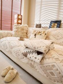 1 件毛绒加厚沙发垫套，现代简约防滑沙发座垫，防尘可洗沙发套，柔软防褪色，宠物友好，适合 L 型沙发和 1/2/3/4 座沙发，适用于卧室、办公室、客厅 - 米色 - 查看 6