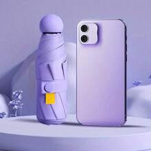 Mini paraguas ligero de 5 pliegues, paraguas de viaje compacto a prueba de viento, diseño duradero, portátil para desplazamientos, oficina, uso diario, 1 ud. - BLANCO - Ver 4