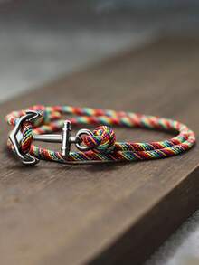 Unique Anchor Bracelet Men Handmade Sliding Adjustable Nautical 3mm Thin Marine String Bracelet Stainless Steel - Simple Style - View 11