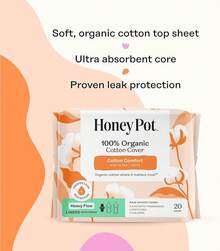 The Honey Pot Company - Sanitary Pads For Women - Non-Herbal Super W/Wings - Organic - Cotton Cover & Ultra-Absorbent Pulp Core - Feminine Care - FSA & HSA Eligible - 16 Ct - Non-herbal Heavy Flow Liners - View 4
