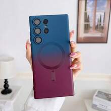磁吸式无线防刮防震渐变色保护壳，适用于三星 Galaxy S25、S25+、S25 Ultra、S24、S24+、S24 FE、S24 Ultra、S23 Ultra、S22 Ultra、A06、A16、A26、A36、A56 系列 - 藍紅色 - 查看 3