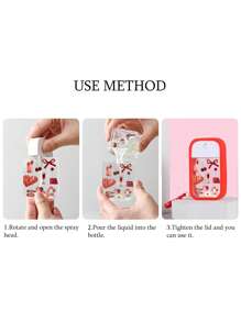 喷雾瓶，1个夏季保湿水化妆品瓶，樱桃和草莓印花图案香水喷雾瓶，带钩和防摔硅胶保护套，可以作为生日礼物、节日礼物送给家人或朋友，适合旅行便携50ml