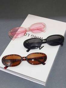 2 件女士时尚眼镜个性化女士海滩度假派对时尚眼镜街头摄影优雅服装配饰眼镜适合夏季海滩度假、户外、旅行 - 黑灰 豆花茶片 - 查看 10