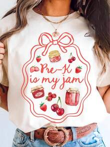 100% Cotton Teacher Shirt, Pre K Grade Teacher Shirt, PreSchool Teacher Shirt, Pre K Teacher Tee, Back To School Shirt, Is My Jam Tee - 白色 - 查看 1