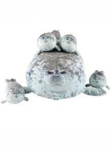 40厘米/15.74英寸 海豹抱枕毛绒玩具 妈妈和四个孩子 海豹毛绒动物毛绒玩具 3D新奇海狮公仔毛绒玩具枕头 送给孩子的女孩装饰创意礼物 送给孩子的生日派对 家庭女孩房间装饰游戏收藏品 - 灰色 - 查看 8