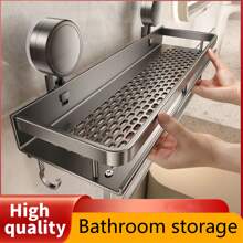 CASEGRACE 1 件防锈壁挂式淋浴架，带吸盘 - 重型抛光表面浮动搁板，带毛巾钩，节省空间的浴室收纳架，用于存放洗发水、肥皂和配件，浴室收纳和储物，浴室托盘，浴室托盘 - 彩色 - 查看 2