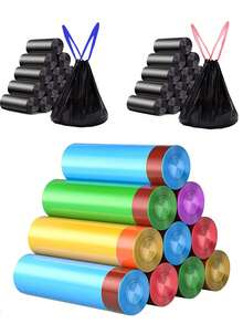 100个黑色抽绳垃圾袋，适用于家庭、办公室、卧室和浴室的小型垃圾袋，垃圾填充，便携式防臭厨房垃圾篮袋，一次性垃圾袋，适用于厨房、浴室等更多场景