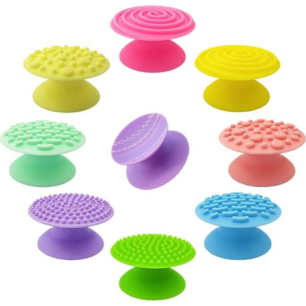 4pcs/8pcs Sensory Fidget Toys, Sensory Stones Textured Suction Cup Toys For Autism, Round Shapes Color Recognition Squeeze Toy, Silicone Stress Soothing Relax Toys, Ergonomic Design, Fingers Massage