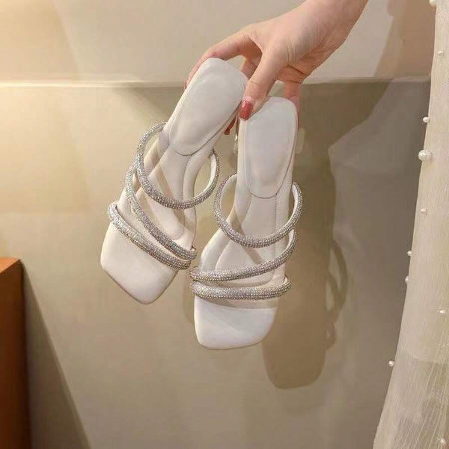 Women Pumps - 米白色粗跟5厘米 - 查看 1