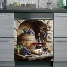 1pc Wine 2D Flat Magnetic Dishwasher Door Sticker - Waterproof, Easy To Clean, Reusable, Fits Dishwashers, Refrigerators, Washing Machines, Dryers, No Adhesive Needed, Kitchen Decor Accessory, Suitable For Most Dishwashers